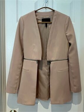 BCBGMaxAzria Blush Pink Open-Front Long Blazer